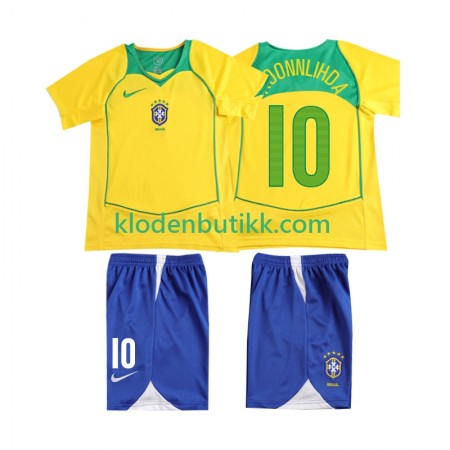Brasil RONALOINHO 10 2004 Barn Retro Hjemme Fotballdrakt Kortermet